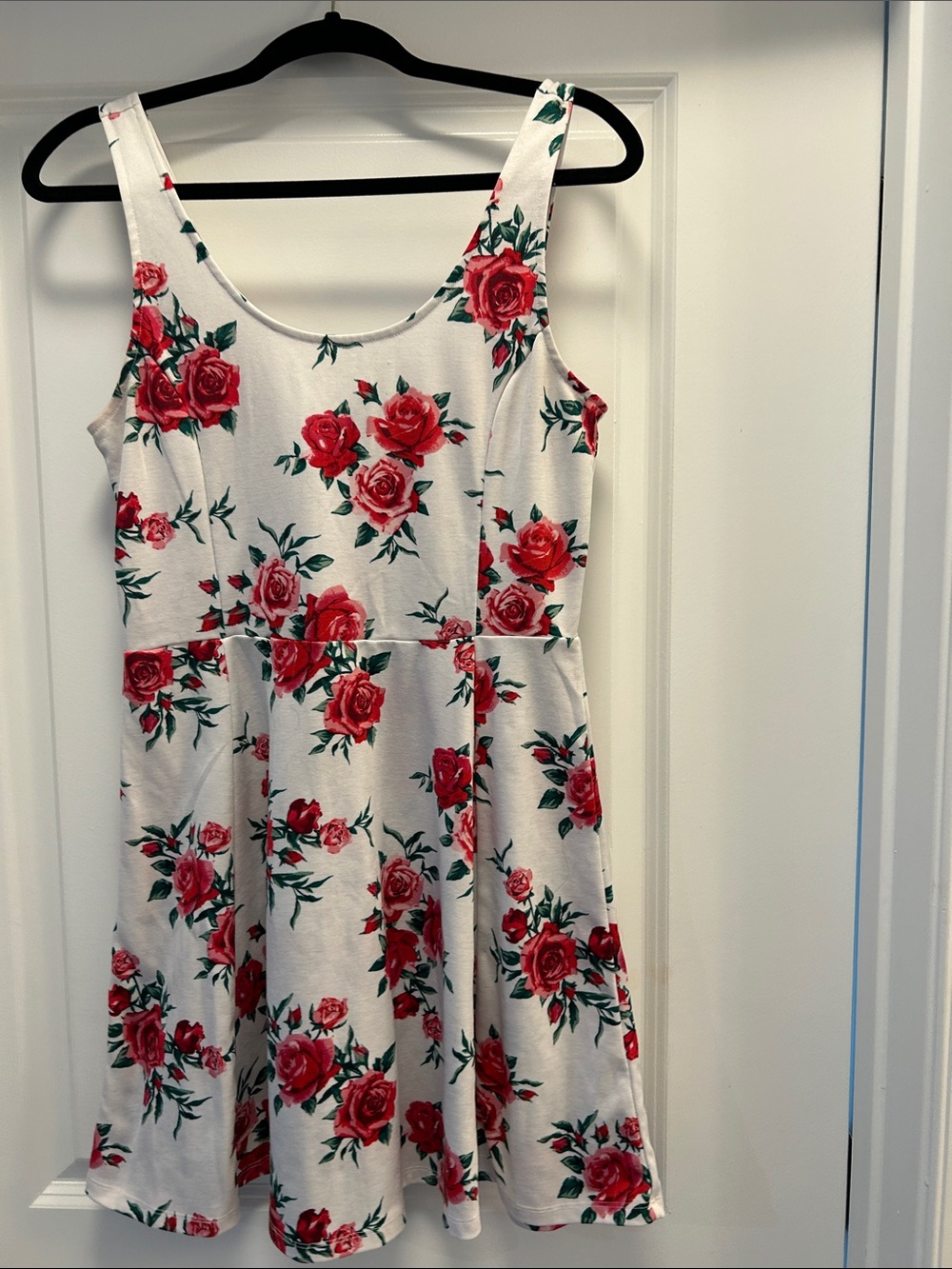 White Floral Rose A-Line Dress